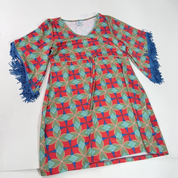 Tracy Negoshian Dresses & Skirts - Tracy Negoshian Dress Womens Medium Felicity Boho Geometric Fringe